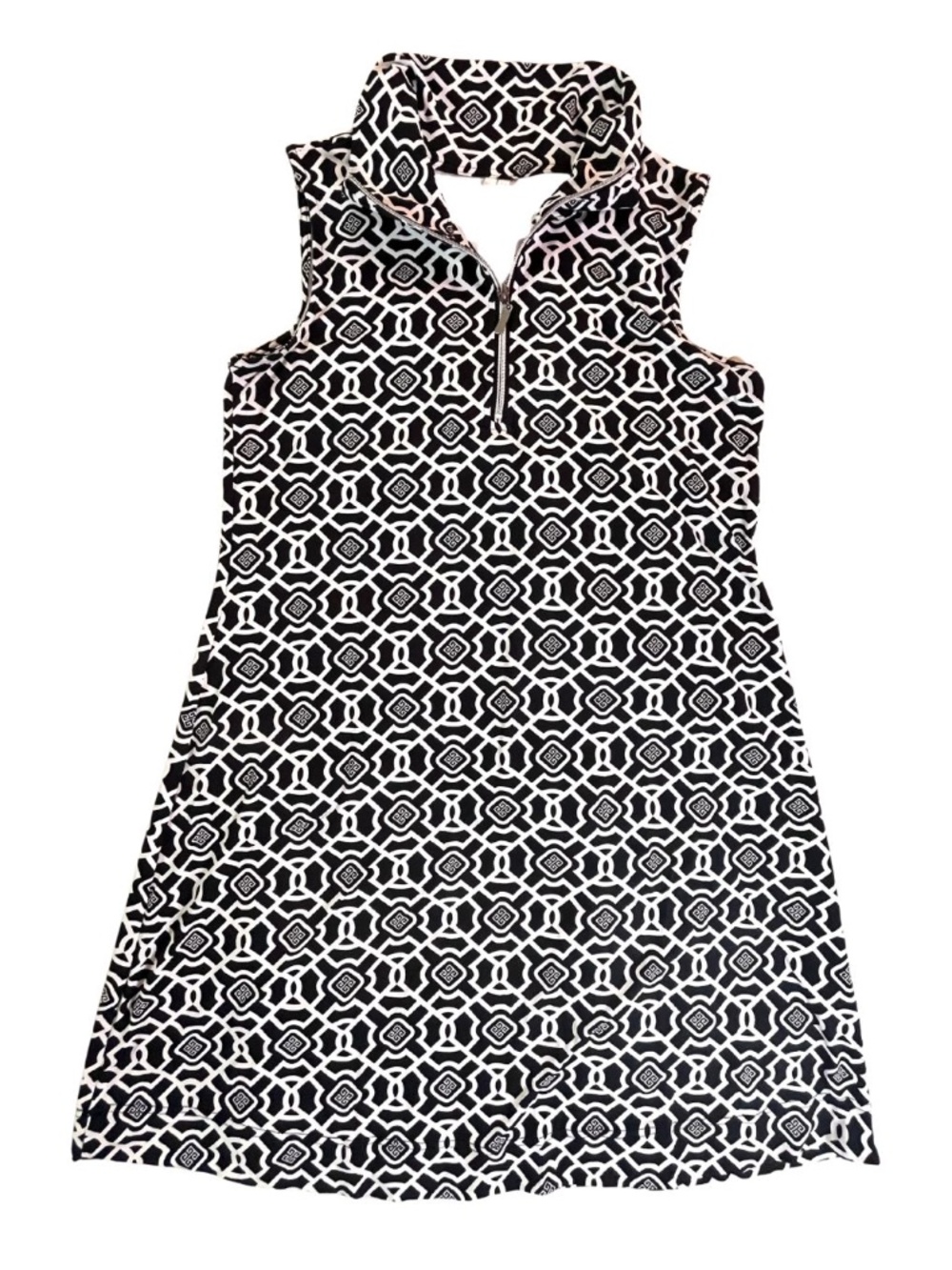 Lulu-B Black & White Geometric Sleeveless Midi Dress